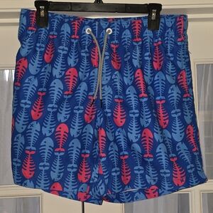 Maamgic Blue and Red Fish Pattern Swim Trunks